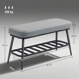 Shoe Bench, Pu Leather Shoe Storage Bench For Entryway, Grey - thumbnail 2