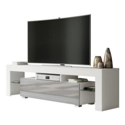 Tv Unit Aria 160Cm - White & Grey Gloss Doors - thumbnail 4