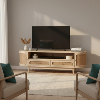 Chester Solid Mango Wooden Textured 2 Drawers Tv Cabinet - image 1