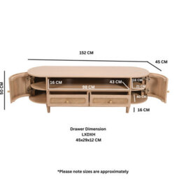 Chester Solid Mango Wooden Textured 2 Drawers Tv Cabinet - thumbnail 8