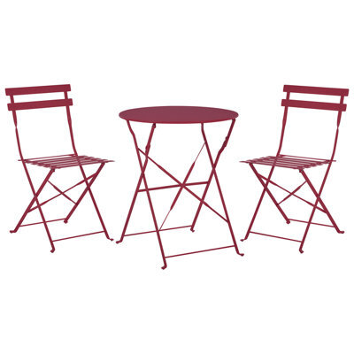 Beliani Bistro Set Folding Fiori Metal Burgundy - image 1