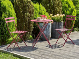 Beliani Bistro Set Folding Fiori Metal Burgundy - thumbnail 2