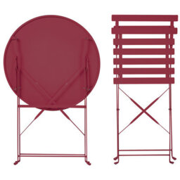 Beliani Bistro Set Folding Fiori Metal Burgundy - thumbnail 8