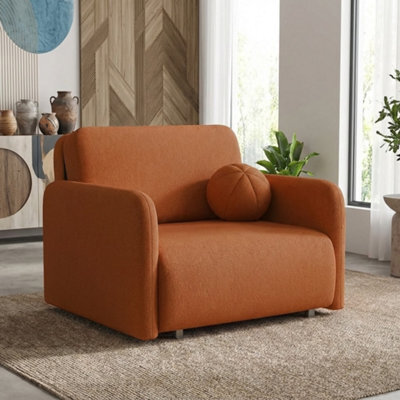 Viva Sun I Upholstered Chair Bed With Sleeping Function And Bedding Storage Chipboard Metal Legs 100X103X85Cm Orange - image 1