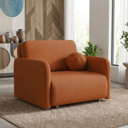 Viva Sun I Upholstered Chair Bed With Sleeping Function And Bedding Storage Chipboard Metal Legs 100X103X85Cm Orange - thumbnail 1