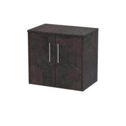 Hudson Reed Juno Wall Hung 2 Soft Close Door Vanity Unit With Colour Match Worktop In Metallic Slate Finish, 600mm - thumbnail 4