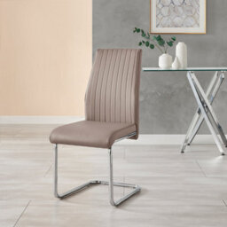 Furniturebox Set Of 2 - Lorenzo Modern Dining Chairs - Cappuccino Faux Leather Chrome Leg Dining Chairs - Kitchen Dining Room Chairs - thumbnail 4