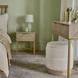 Vonhaus Dressing Table For Bedroom, Herringbone 2 Drawer Vanity Desk With Gold Handles & Legs, Chevron Makeup Table, Ducie - thumbnail 4