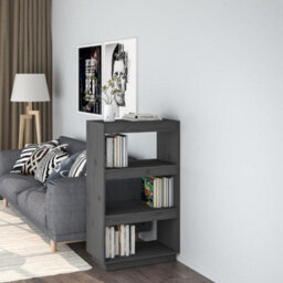 Berkfield Book Cabinet/room Divider Grey 60X35X103 Cm Solid Wood Pine - thumbnail 1