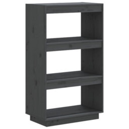 Berkfield Book Cabinet/room Divider Grey 60X35X103 Cm Solid Wood Pine - thumbnail 2