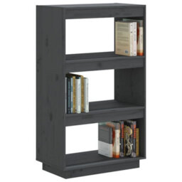 Berkfield Book Cabinet/room Divider Grey 60X35X103 Cm Solid Wood Pine - thumbnail 4