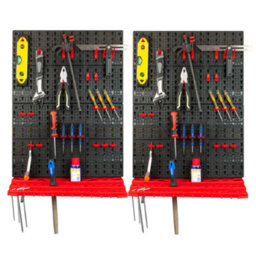 Kct Wall Mounted Tool Rack Storage Garage Tool Holder Workshop Organiser Shelf - Set Of 2