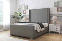 "Sloomy Devonshire Pewter Dumfries Bed Frame With Mattress With 50""  Upholstered Wingback Headboard 6' Super King" - thumbnail 2
