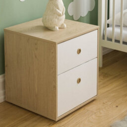 Lassic Vida Designs Neptune White & Oak 2 Drawer Bedside Table (H)457mm (W)395mm (D)395mm - thumbnail 4