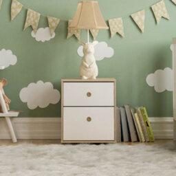 Lassic Vida Designs Neptune White & Oak 2 Drawer Bedside Table (H)457mm (W)395mm (D)395mm - thumbnail 3