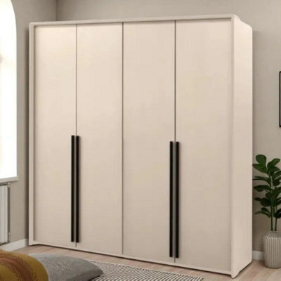 Arte Genua 4-Door Wardrobe - Sand Beige With Black Handles, Elegant Organiser 210Cm - image 1
