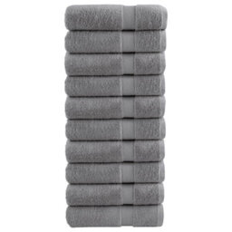 Berkfield Premium Hand Towels Solund 10Pcs Grey 50X100Cm 600Gsm - thumbnail 1