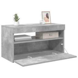 Berkfield Modern Tv Cabinet With Led Lights Concrete Grey 75X35X40 Cm - thumbnail 6