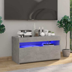 Berkfield Modern Tv Cabinet With Led Lights Concrete Grey 75X35X40 Cm - thumbnail 2