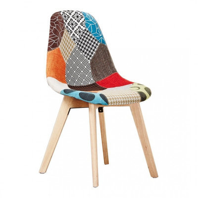 Life Interiors Single Patchwork Fabric Dining Chairs Upholstered Dining Room Chair Multicolour - image 1