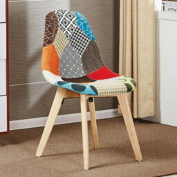 Life Interiors Single Patchwork Fabric Dining Chairs Upholstered Dining Room Chair Multicolour - thumbnail 2