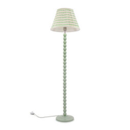 Valuelights Bobbles Sage Green Bobbin Floor Lamp With Pink Aztec Pleated Shade - thumbnail 1