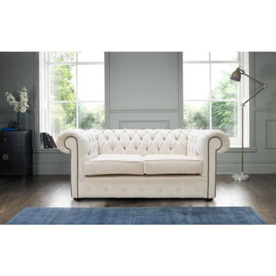 Chesterfield Handmade 2 Seater Sofa Settee Pimlico Cream Fabric In Classic Style - image 1
