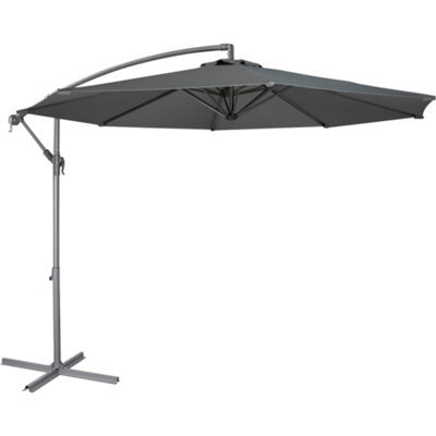 Loops Easy Open 3M Banana Parasol Grey - Garden Dining Umbrella Patio Cover Canopy - image 1