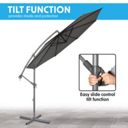 Loops Easy Open 3M Banana Parasol Grey - Garden Dining Umbrella Patio Cover Canopy - thumbnail 8