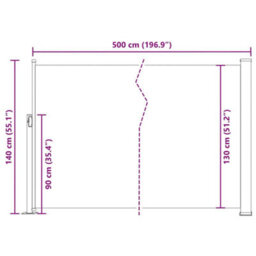 Vidaxl Patio Retractable Side Awning 140X500 Cm Black - thumbnail 3