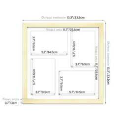 12X12 Inch 4 Opening Photo Collage Frame, Display Four 6X4 Inch Photos, Multi Aperture Family Picture Frame, Gold - thumbnail 4