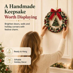 Amorly Diy Christmas Pearl Wreath Kit, Handmade Beaded Holiday Door Decor With Beads, Ribbon And Instructions, Craft Gift (Christmas) - thumbnail 7