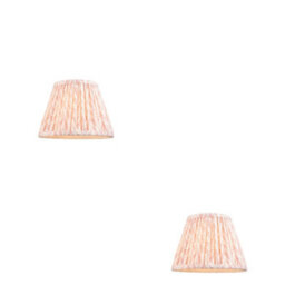 Loops Set Of 2 Elegant 20Cm Peachy Pink Tapered Lamp Shades With Leaf Pattern - thumbnail 1