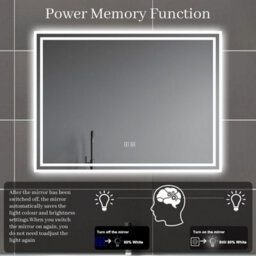 Probaty Bathrooms 700X500mm Bathroom Led Mirror 3 Colors Dimmable With Bluetooth Memory Function,anti-Fog Wall Mounted Vanity Backlit Mirror - thumbnail 7