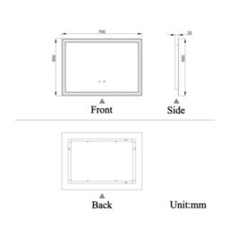 Probaty Bathrooms 700X500mm Bathroom Led Mirror 3 Colors Dimmable With Bluetooth Memory Function,anti-Fog Wall Mounted Vanity Backlit Mirror - thumbnail 9
