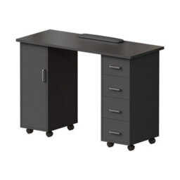 Living And Home Black Mobile 4 Drawersmanicure Table With Cabinet And Lockable Casters, 110Cm(W) X 45Cm(D) X 75Cm(H) - thumbnail 3