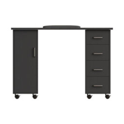 Living And Home Black Mobile 4 Drawersmanicure Table With Cabinet And Lockable Casters, 110Cm(W) X 45Cm(D) X 75Cm(H) - thumbnail 6