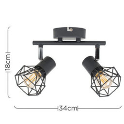 Valuelights Angus Retro Style 2 Way Metal Basket Cage Ceiling Spotlight In Pewter Grey Finish - thumbnail 5