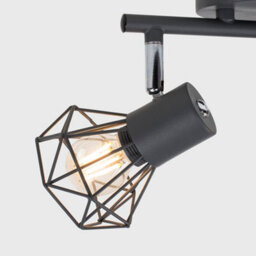 Valuelights Angus Retro Style 2 Way Metal Basket Cage Ceiling Spotlight In Pewter Grey Finish - thumbnail 3