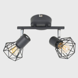 Valuelights Angus Retro Style 2 Way Metal Basket Cage Ceiling Spotlight In Pewter Grey Finish - thumbnail 4