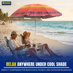 My Garden Outdoor Living Beach Umbrella Parasol With Uv Resistant Canopy Portable Lightweight Foldable Sun Shade Umbrella For Beach Easy To Fix Orange - thumbnail 4