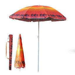 My Garden Outdoor Living Beach Umbrella Parasol With Uv Resistant Canopy Portable Lightweight Foldable Sun Shade Umbrella For Beach Easy To Fix Orange