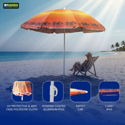 My Garden Outdoor Living Beach Umbrella Parasol With Uv Resistant Canopy Portable Lightweight Foldable Sun Shade Umbrella For Beach Easy To Fix Orange - thumbnail 7