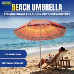 My Garden Outdoor Living Beach Umbrella Parasol With Uv Resistant Canopy Portable Lightweight Foldable Sun Shade Umbrella For Beach Easy To Fix Orange - thumbnail 2