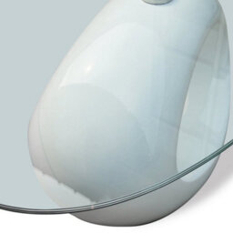Walplus Coffee Table With Oval Glass Top High Gloss White - thumbnail 4