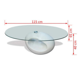 Walplus Coffee Table With Oval Glass Top High Gloss White - thumbnail 6