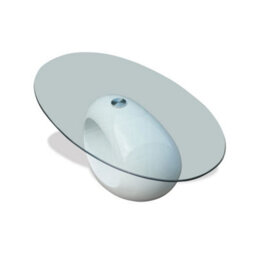 Walplus Coffee Table With Oval Glass Top High Gloss White - thumbnail 2