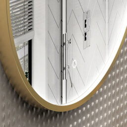 Royal Bathrooms Luxor 800 X 800mm Brushed Brass Round Framed Mirror Within Frame Led, Touch Sensor & Demister Pad - thumbnail 8