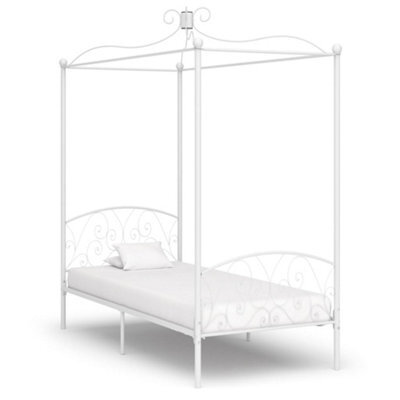 Berkfield Canopy Bed Frame White Metal 100X200 Cm - image 1