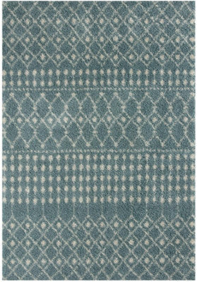 The Rugs Soft Moroccan Diamond Shaggy Rugs And Runners High Pile Duck Egg Blue And Ivory Living Room Kitchen Hallway 1050 - image 1
